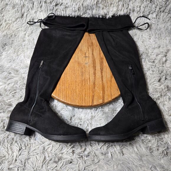 Circus by Sam Edelman Peyton Size 6 Over The Knee Black Faux Suede Pull On Boots - Picture 2 of 11